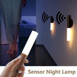 ApliquesAplique LED de madera - sensor infrarrojo/nocturno - inalámbrico - carga USB