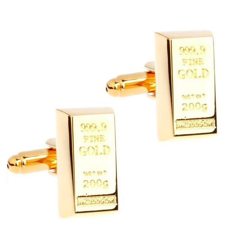 Elegant golden cufflinks - gold barCufflinks