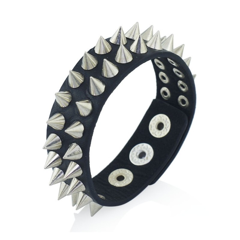 Punk style leather bracelet - spikes / rivets - unisexBracelets