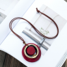 Vintage handmade pendant - long necklace - leather rope chainNecklaces