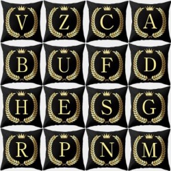 Fundas de cojinesFunda de cojín decorativa negra - letras del alfabeto doradas - 45 * 45 cm