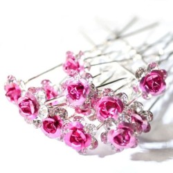 Pinzas de cabelloHorquillas de plata - rosas / cristales de colores - 20 piezas