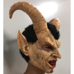 MáscaraLucifer con cuernos - Mascarilla de látex de Halloween