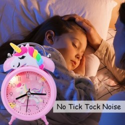 RelojesDespertador con doble campana - reloj con retroiluminación - unicornio / dinosaurio / astronauta
