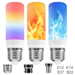 E14Lámpara llama LED - bombilla efecto fuego - 3 modos - 5W - E27 - E12 - E14 - B22
