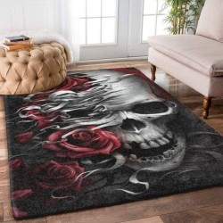 AlfombrasAlfombra geométrica decorativa - antideslizante - calavera / rosas