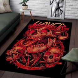 AlfombrasAlfombra decorativa geométrica - antideslizante - calaveras rojas