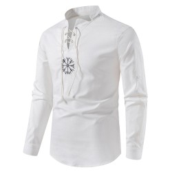 Long sleeve cotton shirt - with stand-up collarT-shirts