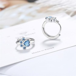 Silver hoop earrings - crystal cat paw designEarrings