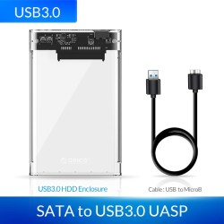 External HDD caseORICO - 2,5 pulgadas - caja HDD transparente - con cable - SATA a USB3.0