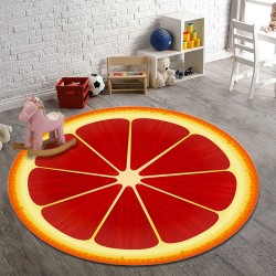 AlfombrasAlfombra redonda decorativa - estampado de frutas - pomelo
