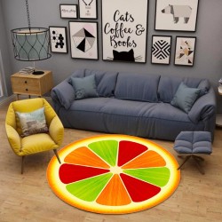 AlfombrasAlfombra redonda decorativa - estampado de frutas - naranja de colores