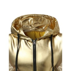 Shiny metallic hooded vestJackets