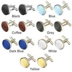 Round silver cufflinks - with colored fabricCufflinks