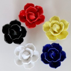 MueblesTiradores de cerámica para muebles - en forma de flor de loto - 10 piezas