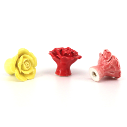 MueblesTiradores para muebles de cerámica - pomos en forma de rosas - 10 piezas