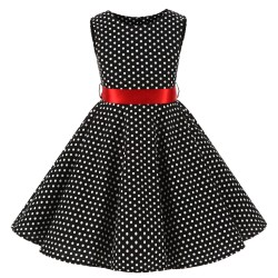 Summer sleeveless dress - polka dots / flowers printedClothing