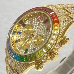 RelojesMISSFOX - reloj de cuarzo de lujo - diamantes arcoíris - resistente al agua