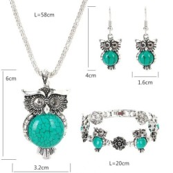 Conjuntos de joyasConjunto de joyas de plata - con búhos - collar / pendientes / pulsera