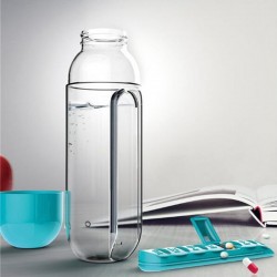 Botellas de aguaPastillero diario - caja - botella de agua - a prueba de fugas - 600ml