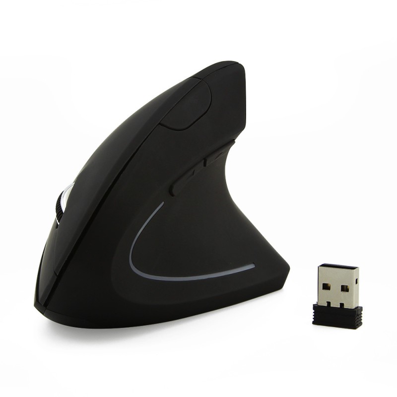 MouseRatón inalámbrico vertical ergonómico - USB - óptico - 1600 DPI 6D - con luz LED