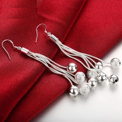 Long silver earrings - chains with beadsEarrings