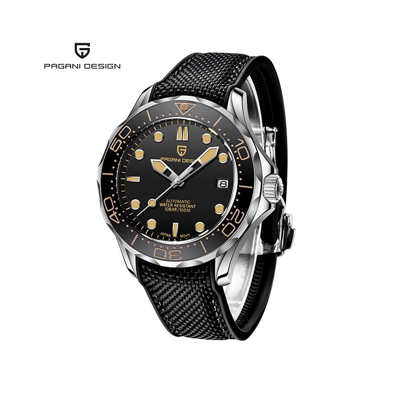 PAGANI DESIGN - fashion automatic watch - nylon strap - blackWatches