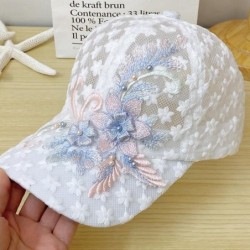 Thin lace baseball cap - embroidered flowers / leavesHats & Caps