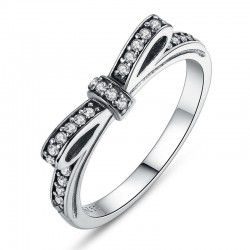Elegant ring with crystal bowknot - 925 sterling silverRings