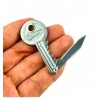 Folding key shape knife - with keyring - stainless steelKeyrings