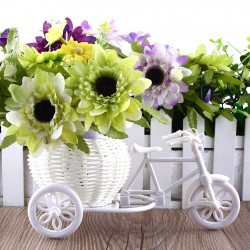 JardínBicicleta blanca de plástico - cesta de flores decorativa - contenedor