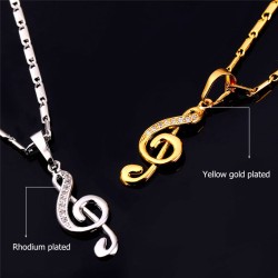 Music note pendant / crystals - with necklaceNecklaces