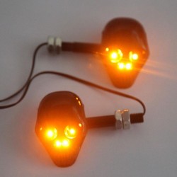 Luces de giroLuces intermitentes para motocicleta - calavera negra - LED - luz ámbar - 12V - 2 piezas