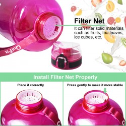 Botellas de aguaBotella de agua - con marcas de tiempo - motivación para beber agua - red de filtro - infusión de frutas - si...