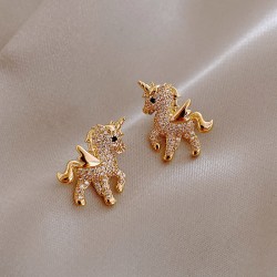 AretesPendientes pequeños dorados - con cristales - búho - unicornio - gatitos