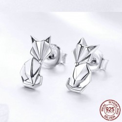 AretesZorro geométrico - pendientes de plata de moda