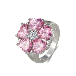 AnillosElegante anillo de plata - con flor de cristal rosa