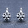 Elegant silver earrings - with white / black crystal flowerEarrings