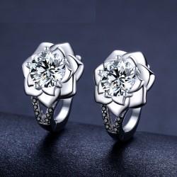 AretesPendientes elegantes de plata - con flor de cristal