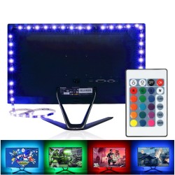 Tiras de LEDRegleta de iluminación de fondo para TV - LED - RGB - Conexión USB - con mando a distancia