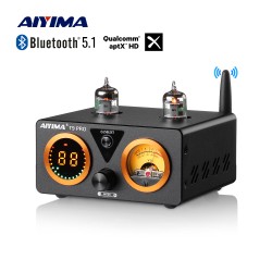 AmplificadoresAIYIMA T9 PRO - Amplificador de audio Bluetooth APTX HD - 100W*2 - Estéreo HiFi con vúmetro