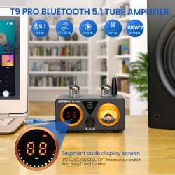 AmplificadoresAIYIMA T9 PRO - Amplificador de audio Bluetooth APTX HD - 100W*2 - Estéreo HiFi con vúmetro
