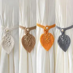 Curtains1Pc Gordijn Tieback Bohemian Gevlochten Macrame Gordijn Tieback Met Houten Kraal Touw Eenvoudige Kwastje Leaf Thuis W...
