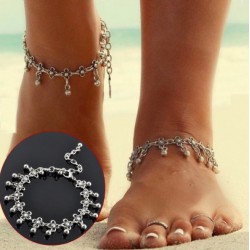 Vintage anklet - silver flowers / beadsBracelets