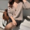 Fashionable soft cardigan - loose short sweater - with buttons - mink cashmereHoodies & Jumpers
