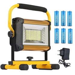 Reflectores100W Waterproof Flood Light Outdoor Reflector LED External Projector RGB Spotlight Searchlight Rechargeable by 6*1...