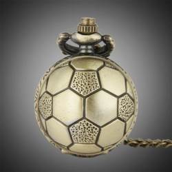 CollaresSoccer Ball Shape Bronze Round Vintage Quartz Movement Pocket Watch With Chain Necklace Jewelry Gifts