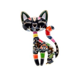BrochesCINDY XIANG New Arrival Cute Enamel Paint Cat Brooch Unisex Women And Men Pin Animal Design Fashion Jewelry 2 Colors