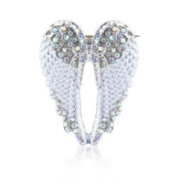 Crystal angel wings brooch - rhinestone guardian angel pinBrooches
