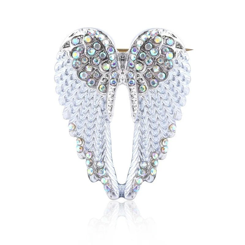 Crystal angel wings brooch - rhinestone guardian angel pinBrooches